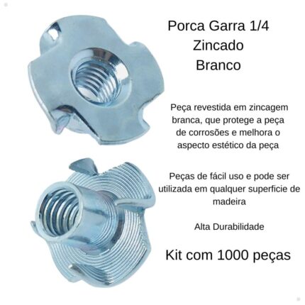 porca garra 1/4 1000 peças