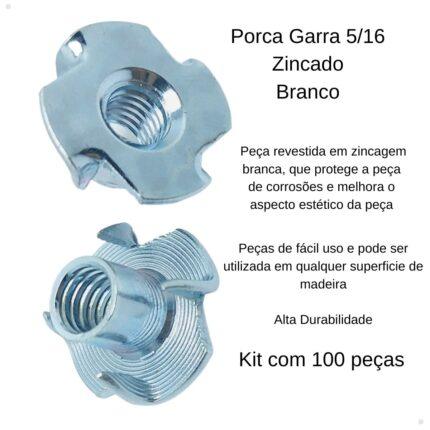 porca garra 5/16 100 peças